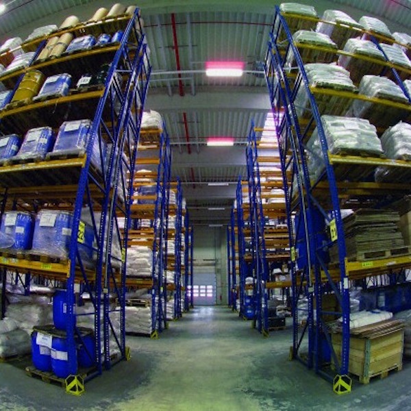 Shelving in a warehouse